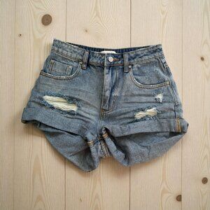 MUSTARD SEED Cuffed Distressed Denim Shorts Size Small